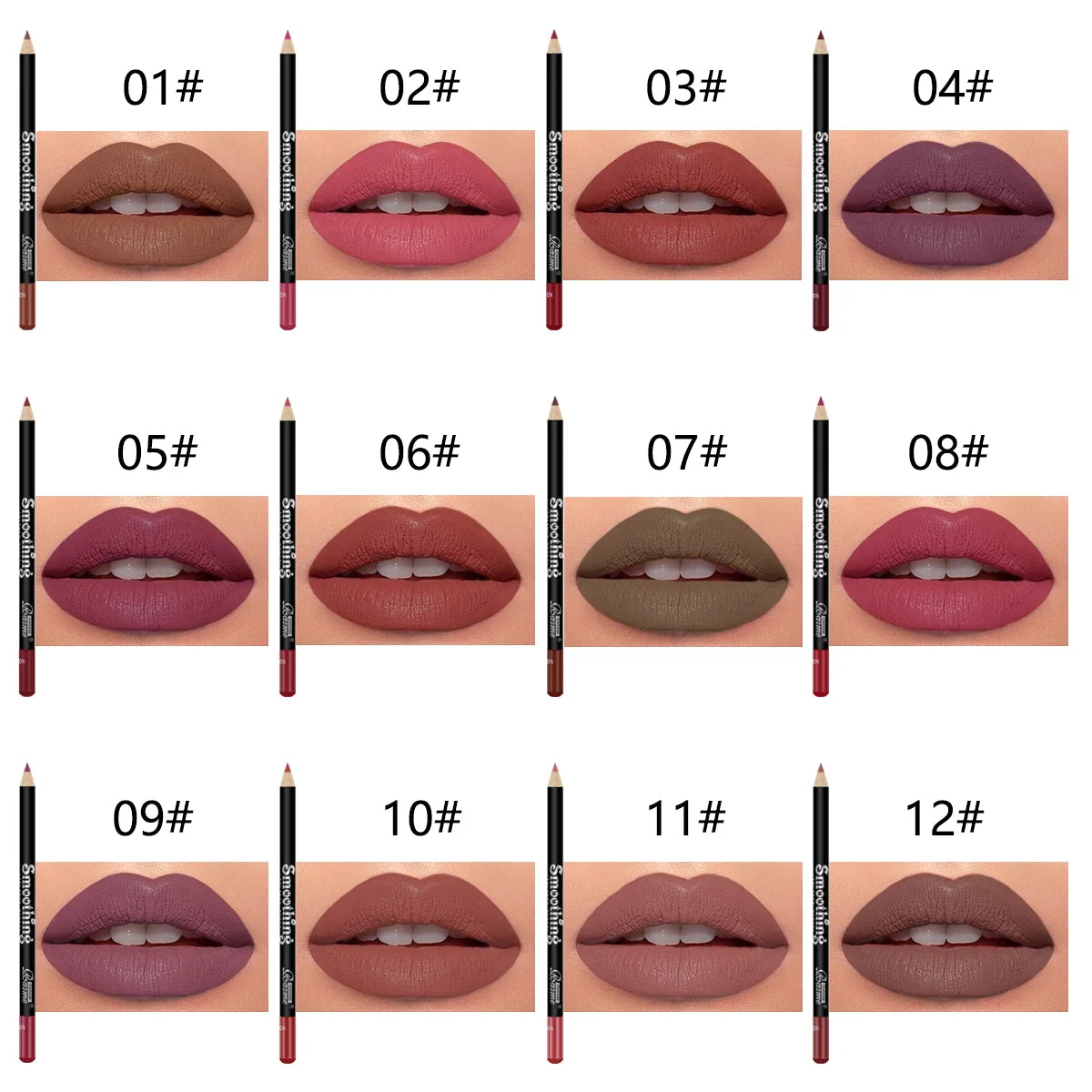 12-Piece Long-Lasting Lipstick Set - Lip Liner & Matte Gloss Kit