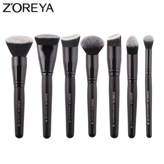 ZOREYA 7 Piece Black Makeup Brush Set - Eye & Face Kit