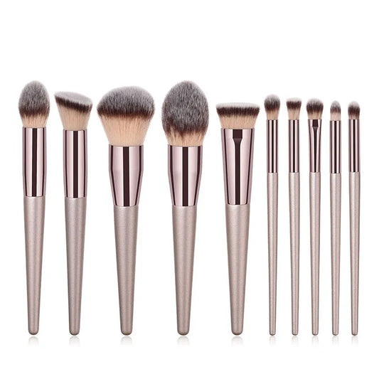 Champagne Makeup Brush Set - 14 Piece Foundation & Eye Kit