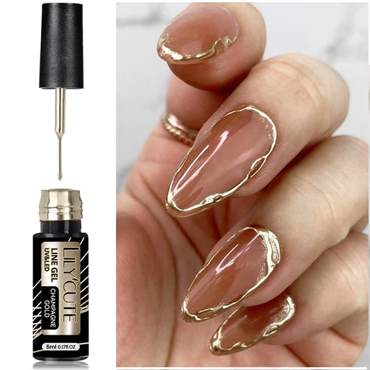 LILYCUTE 5ML Metallic Liner Gel Polish - Gold Silver Mirror Effect