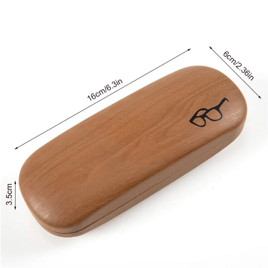 Hard Glasses Case - Wood Grain Eyeglass Protector for Reading Glasses