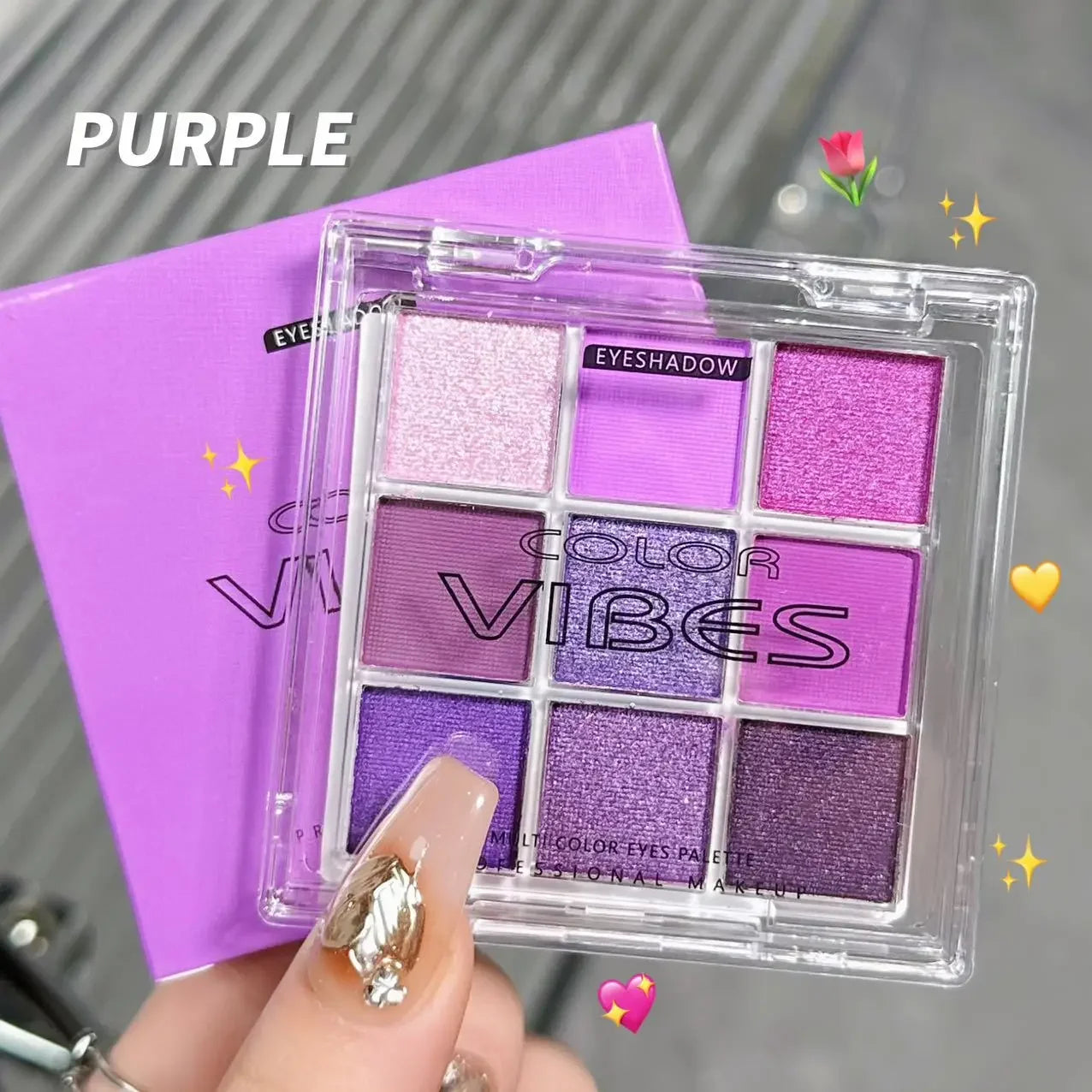 9-Color Glitter Eyeshadow Palette - Punk Smokey Cool Tones