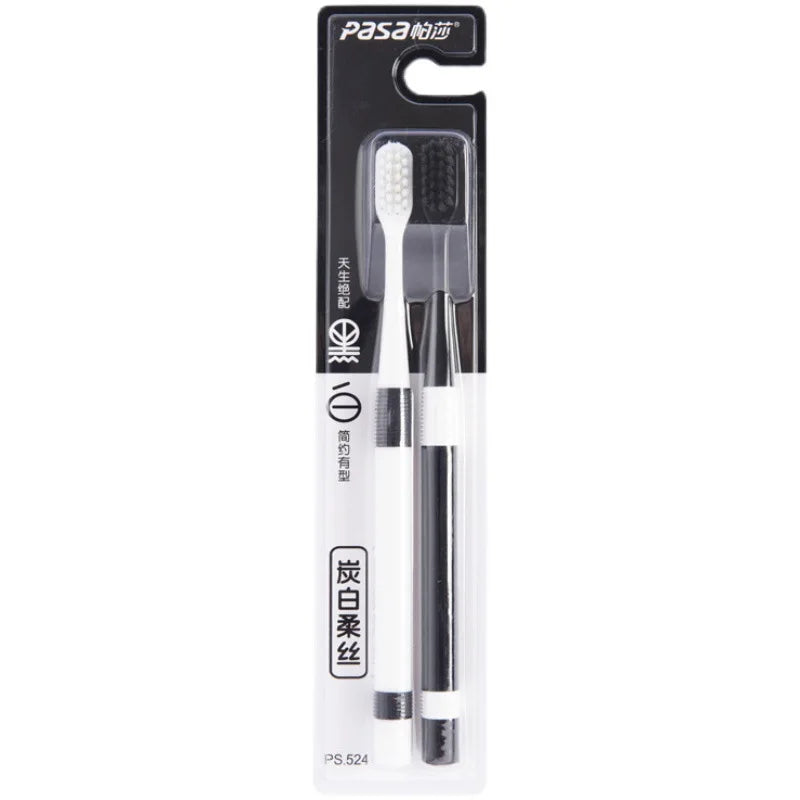 Bamboo Charcoal Toothbrush Set - Ultra-Soft Bristle (2 Sets)