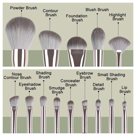 JTFIL 14 Piece Makeup Brush Set - Soft Fluffy Foundation & Eye Kit