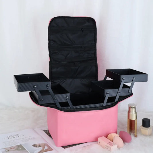 Multi-Layer Waterproof Nail Art Tool Box - Portable Makeup Storage Organizer