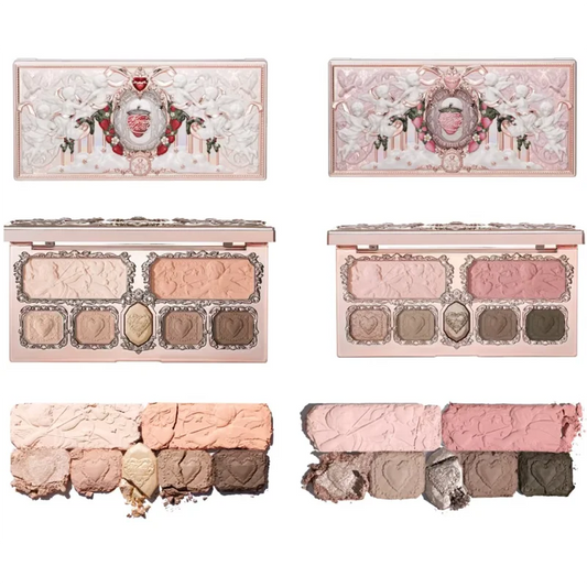 Flowerknows Strawberry Cupid Eyeshadow Palette - Blush Highlighter Bronzer Set 14g