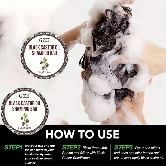 Black Castor Oil Shampoo Bar - Thickening & Strengthening for Curly Hair 60g