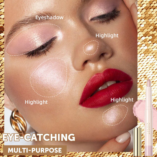 QIBEST Waterproof Pearlescent Eyeshadow Pencil - Glitter Shimmer Highlighter