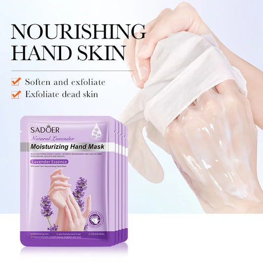 Moisturizing Hand Mask Spa Gloves - Lavender Exfoliating Treatment (5 Pairs)