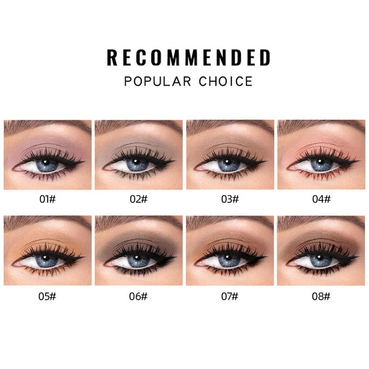 QIBEST 8-Color Matte Liquid Eyeshadow Stick - Waterproof Metallic