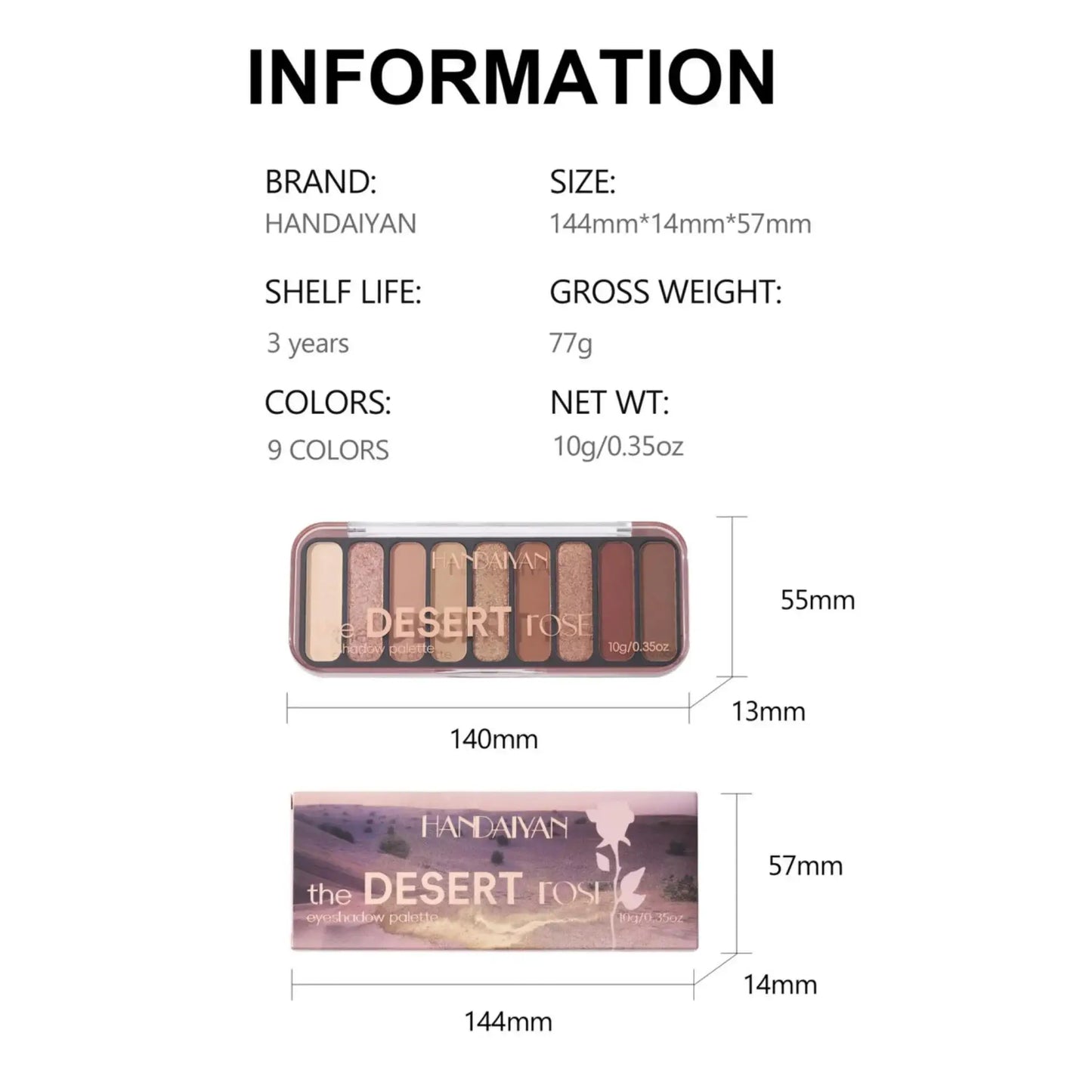 Desert Rose 9-Color Eyeshadow Palette - High Pigment Matte & Mineral