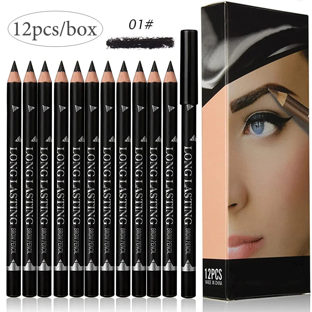 Waterproof Eyebrow Pencil Set - Professional Natural Black Brown (6/12 Pack)