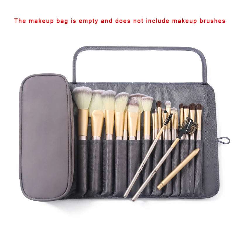 Waterproof Makeup Brush Organizer - Rolling Travel Cosmetic Case