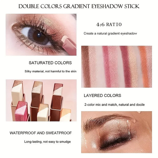 Two-Color Gradient Eye Shadow Stick - Natural 3D Long-Lasting