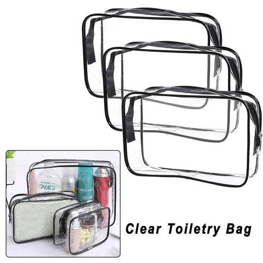 Transparent Waterproof Cosmetic Bag - Zipper Toiletry Organizer