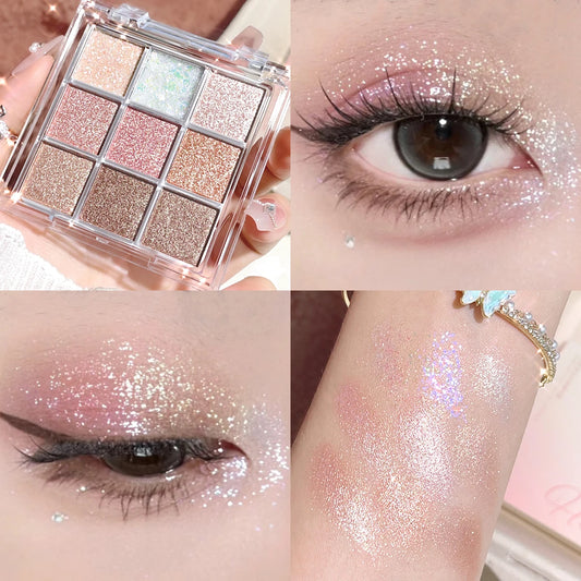 Pearlescent Glitter Highlighter Eyeshadow Palette - Long-Lasting