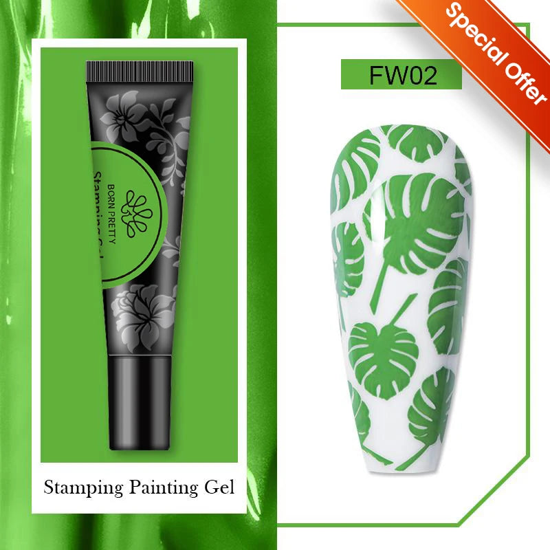 BORN PRETTY 8ML Stamping Gel Polish - Black White Gold Silver