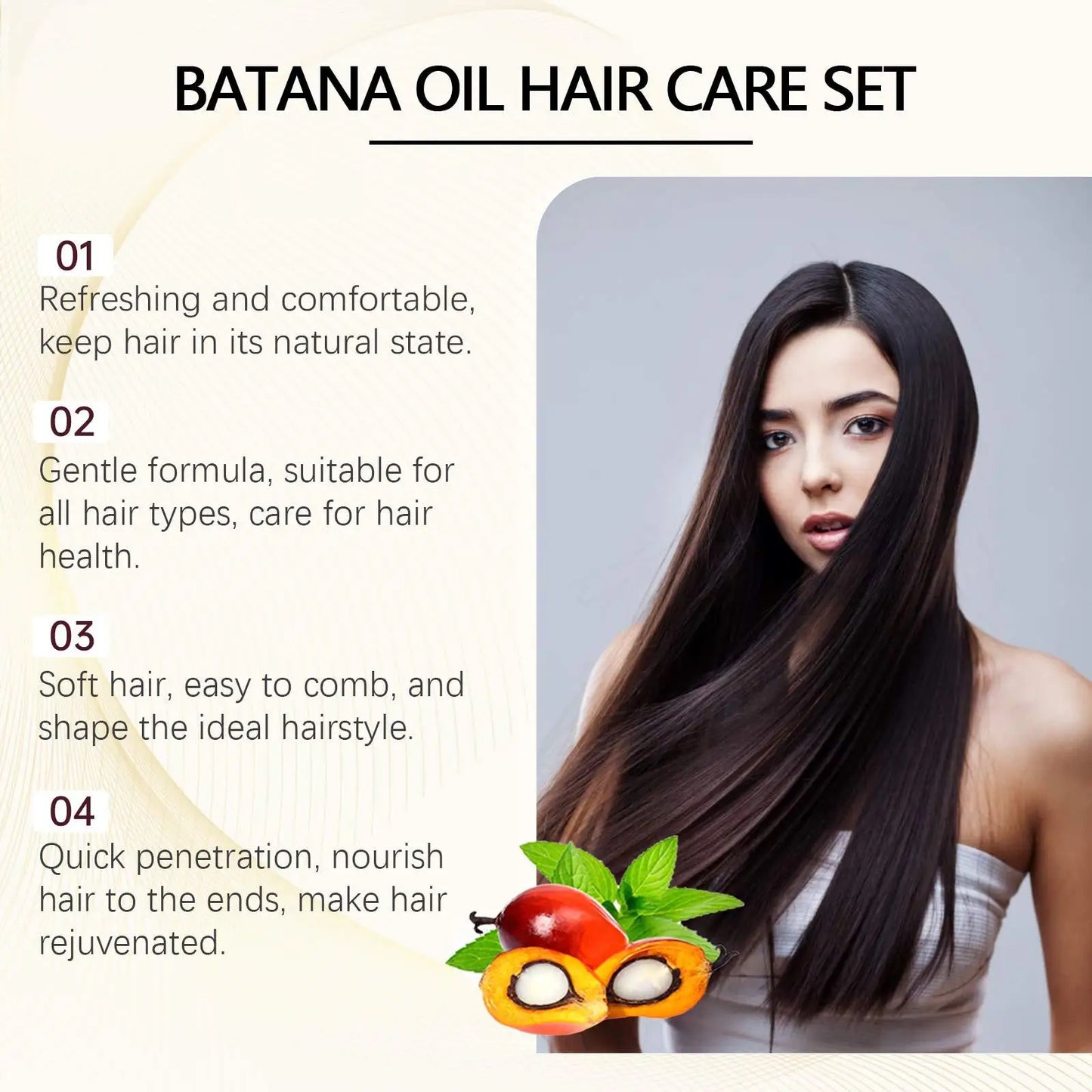Batana Oil Hair Care Set - Volumizing Repair Treatment for Frizz & Split Ends