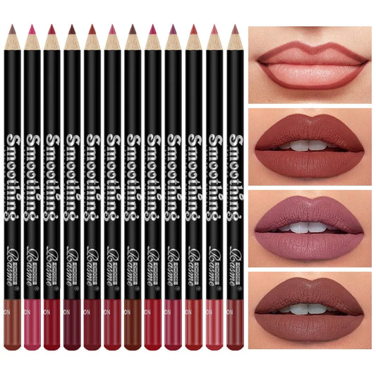 12-Piece Long-Lasting Lipstick Set - Lip Liner & Matte Gloss Kit
