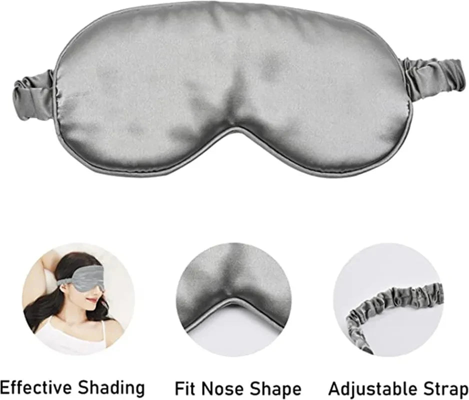 Silk Sleep Eye Mask - Soft Blackout Eyeshade for Travel and Rest