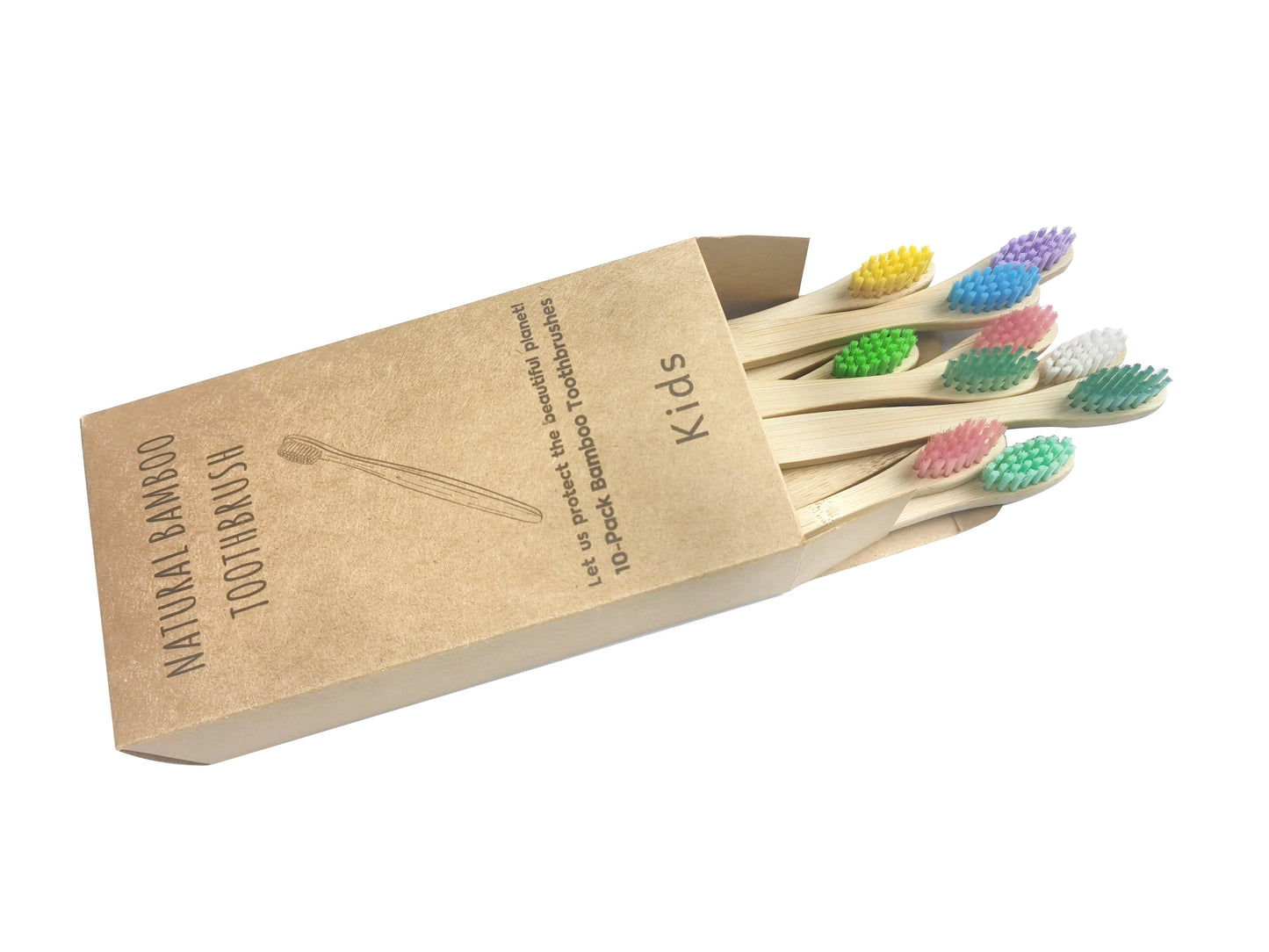 Organic Bamboo Toothbrush for Kids - Eco-Friendly Soft Bristle (10 Colors)