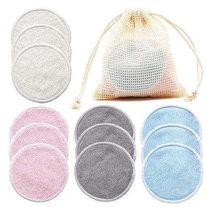 Reusable Bamboo Makeup Remover Pads - 12 Pack Washable Cotton Rounds