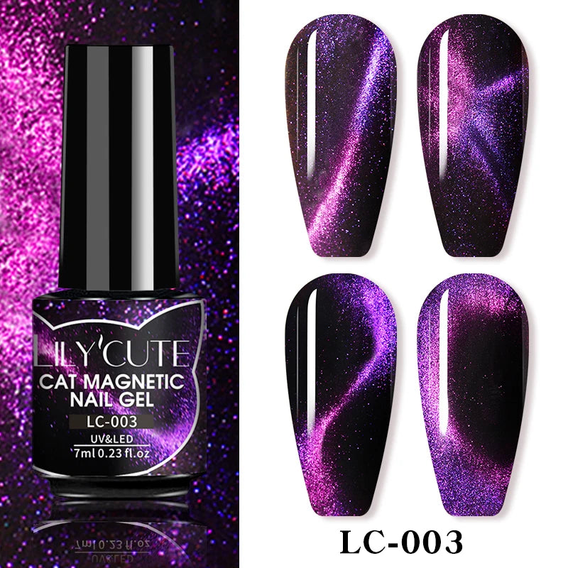LILYCUTE 7ML 9D Cat Eye Magnetic Gel Polish - Iridescent Effect