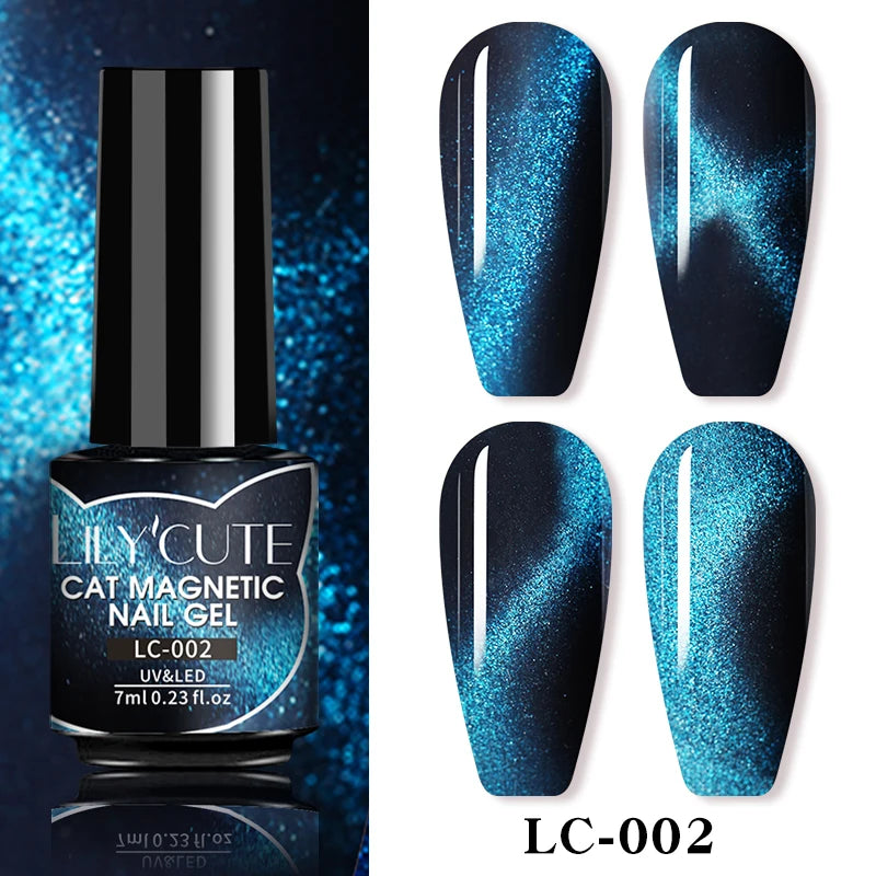 LILYCUTE 7ML 9D Cat Eye Magnetic Gel Polish - Iridescent Effect