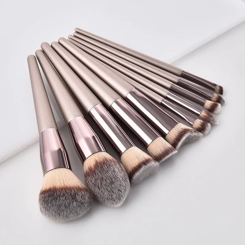 Champagne Makeup Brush Set - 14 Piece Foundation & Eye Kit