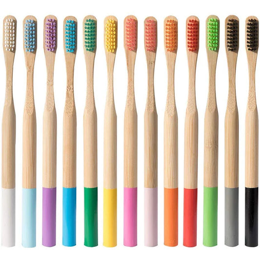 Bamboo Fiber Toothbrush Set - Eco-Friendly Soft Bristle (5 or 10 Pack)
