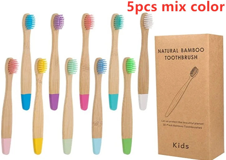 Organic Bamboo Toothbrush for Kids - Eco-Friendly Soft Bristle (10 Colors)