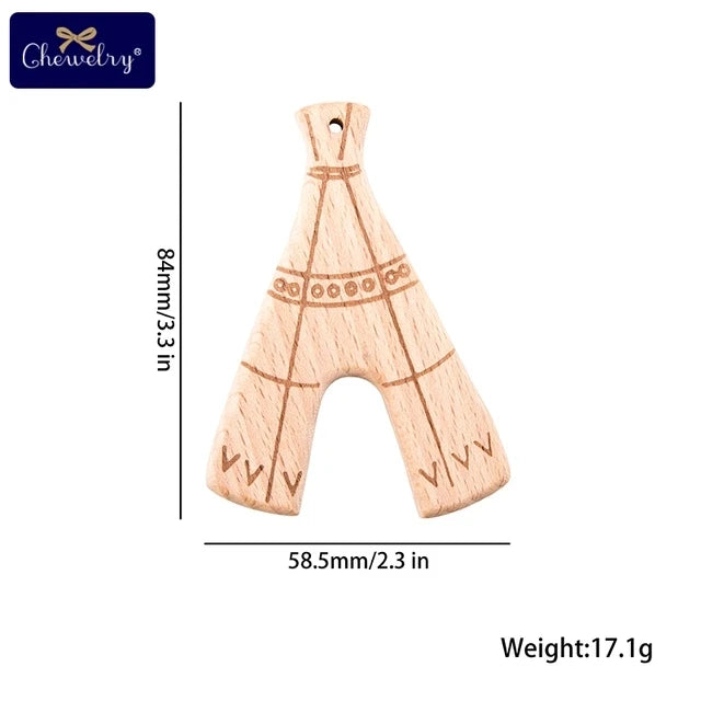 Wooden Animal Teether Set - Natural Beech Wood (10 Pieces)