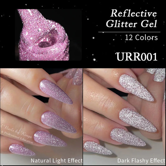 UR SUGAR 7.5ML Reflective Glitter Gel - Pink Sequins Nail Polish