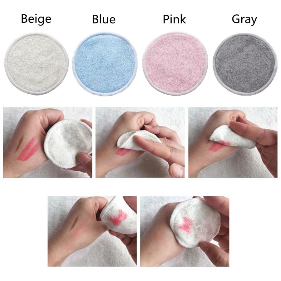 Reusable Bamboo Makeup Remover Pads - 12 Pack Washable Cotton Rounds