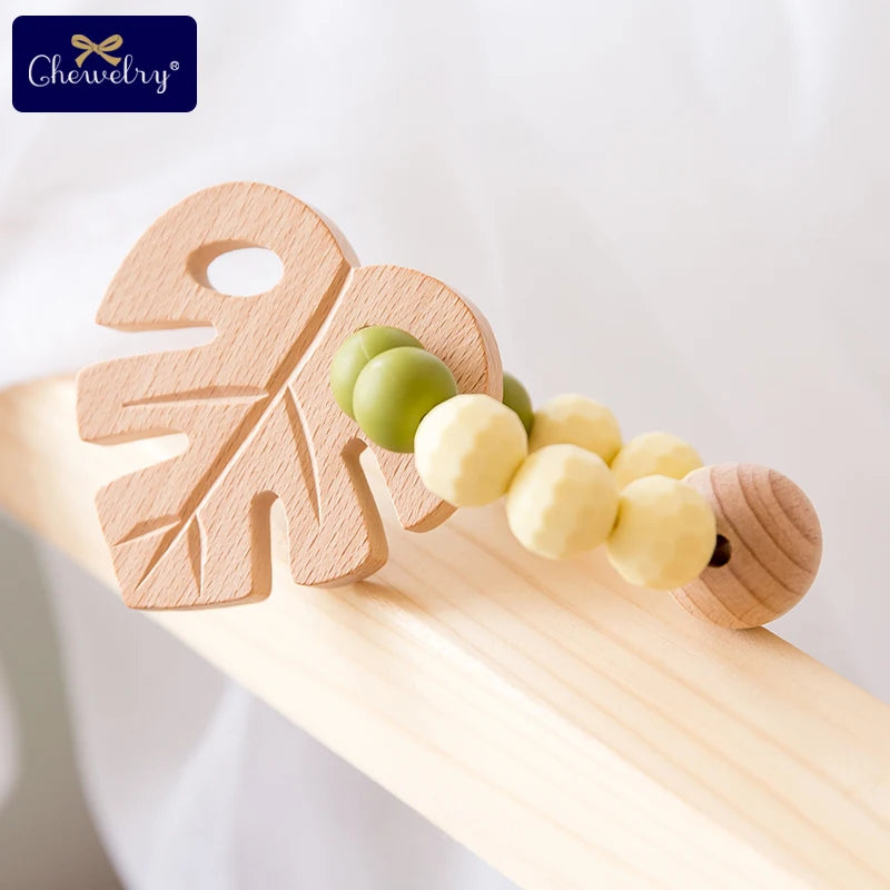 Wooden Animal Teether Set - Natural Beech Wood (10 Pieces)