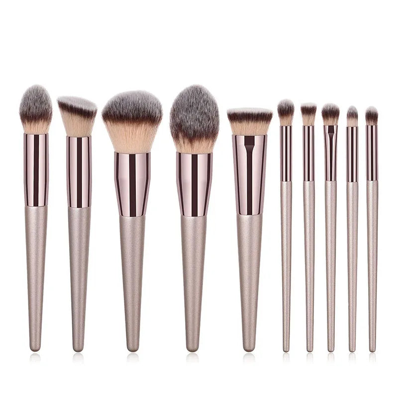 Champagne Makeup Brush Set - 14 Piece Foundation & Eye Kit