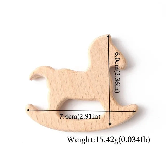 Wooden Animal Teether Set - Natural Beech Wood (10 Pieces)