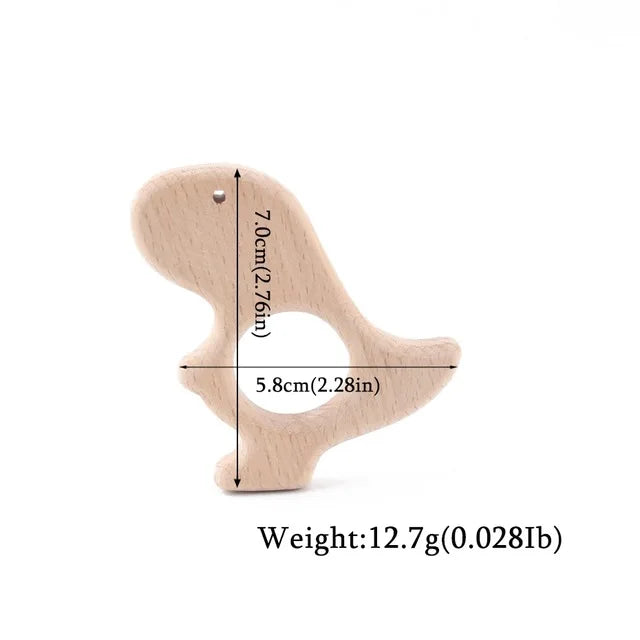 Wooden Animal Teether Set - Natural Beech Wood (10 Pieces)