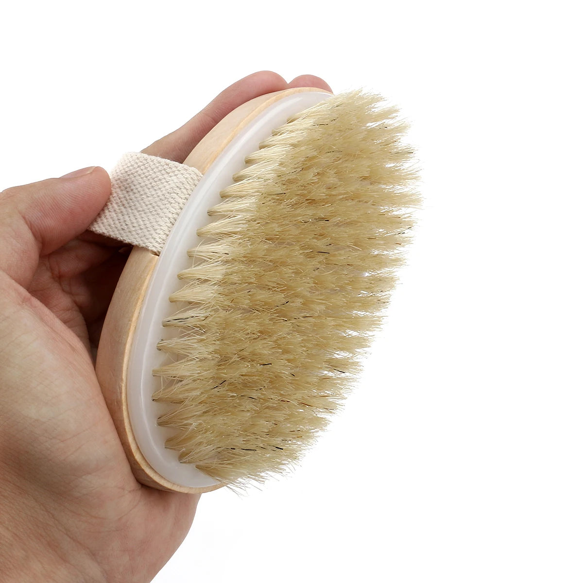 Natural Bristle Shower Brush - Wooden Dry Skin Body Brush for Spa