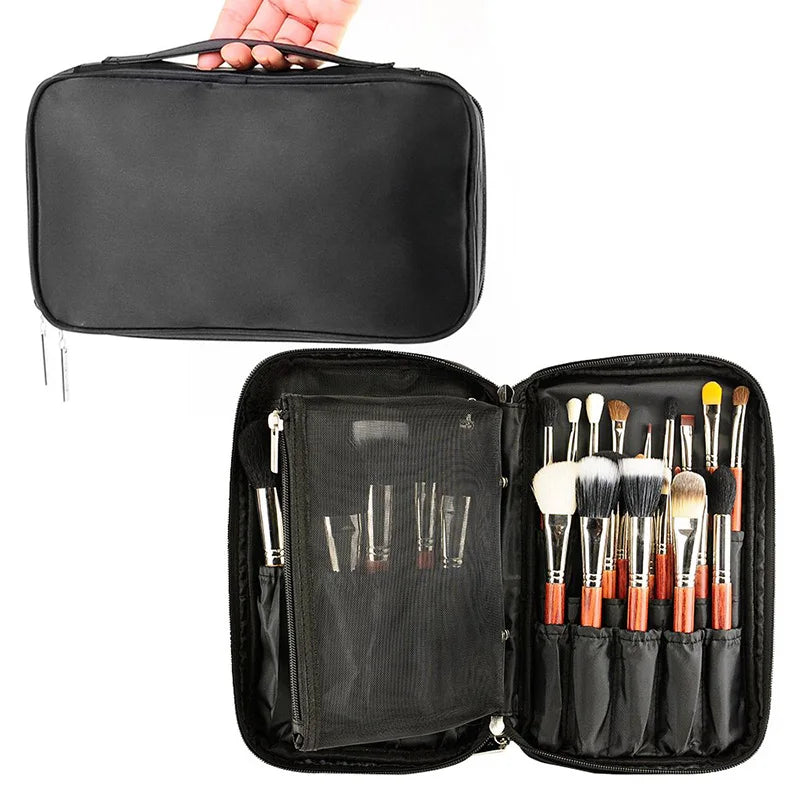 Professional Cosmetic Brush Organizer - Multi-Functional Travel Makeup Case