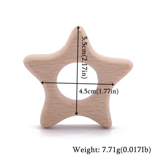 Wooden Animal Teether Set - Natural Beech Wood (10 Pieces)
