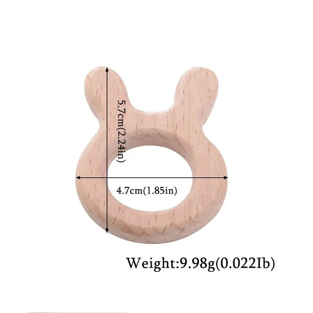 Wooden Animal Teether Set - Natural Beech Wood (10 Pieces)