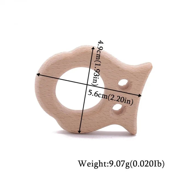 Wooden Animal Teether Set - Natural Beech Wood (10 Pieces)