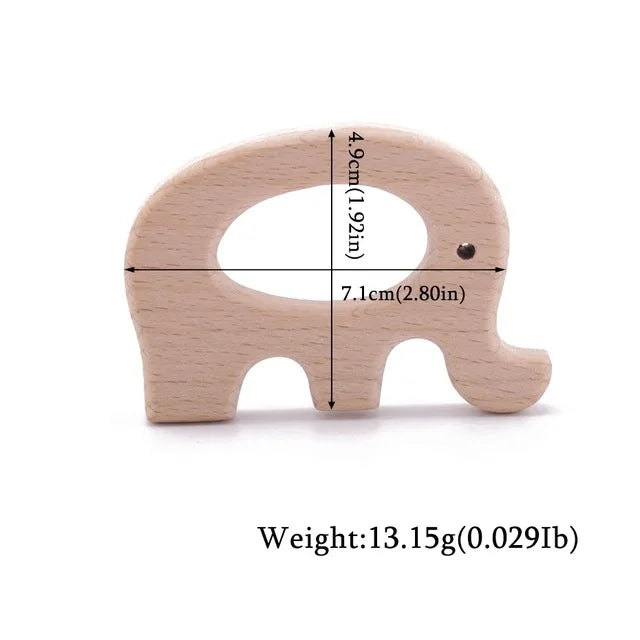 Wooden Animal Teether Set - Natural Beech Wood (10 Pieces)