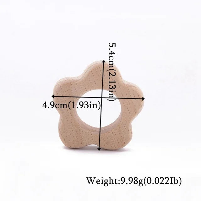 Wooden Animal Teether Set - Natural Beech Wood (10 Pieces)