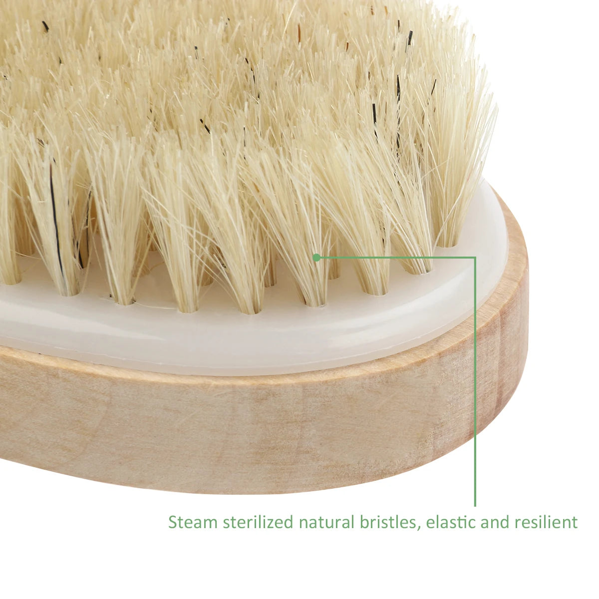 Natural Bristle Shower Brush - Wooden Dry Skin Body Brush for Spa