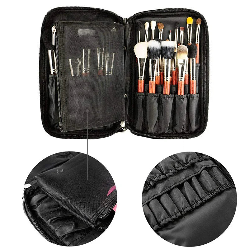 Professional Cosmetic Brush Organizer - Multi-Functional Travel Makeup Case