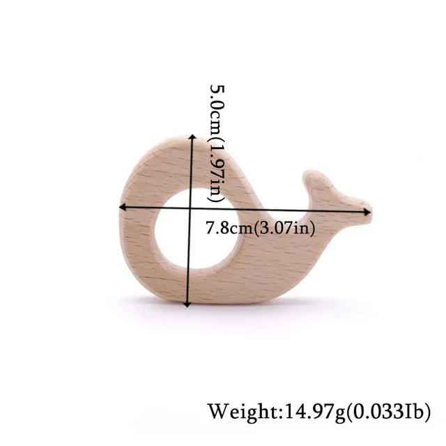 Wooden Animal Teether Set - Natural Beech Wood (10 Pieces)