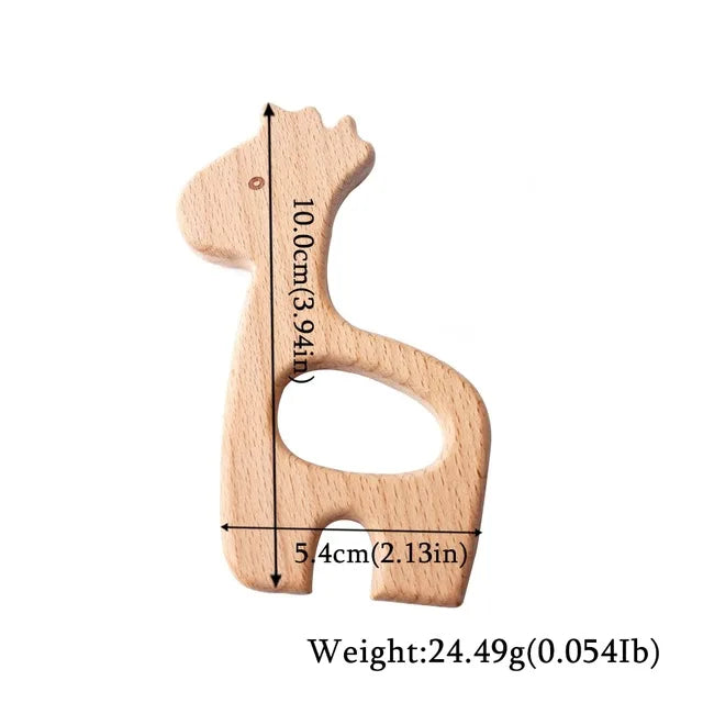 Wooden Animal Teether Set - Natural Beech Wood (10 Pieces)