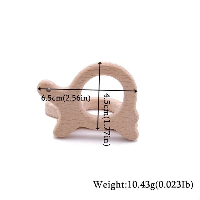 Wooden Animal Teether Set - Natural Beech Wood (10 Pieces)